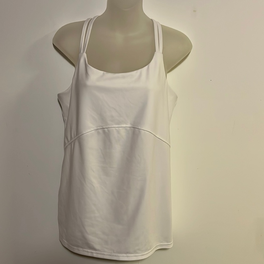 Chico's Zenergy White Lined Bodice Racerback Tank 0 Small